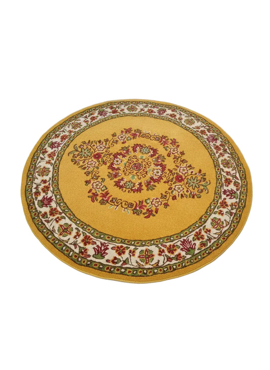YELLOW FLORAL BESPOKE ROUND HAND TUFTED RUG