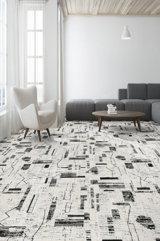 IVORY BLACK MODERN BROADLOOM CARPET