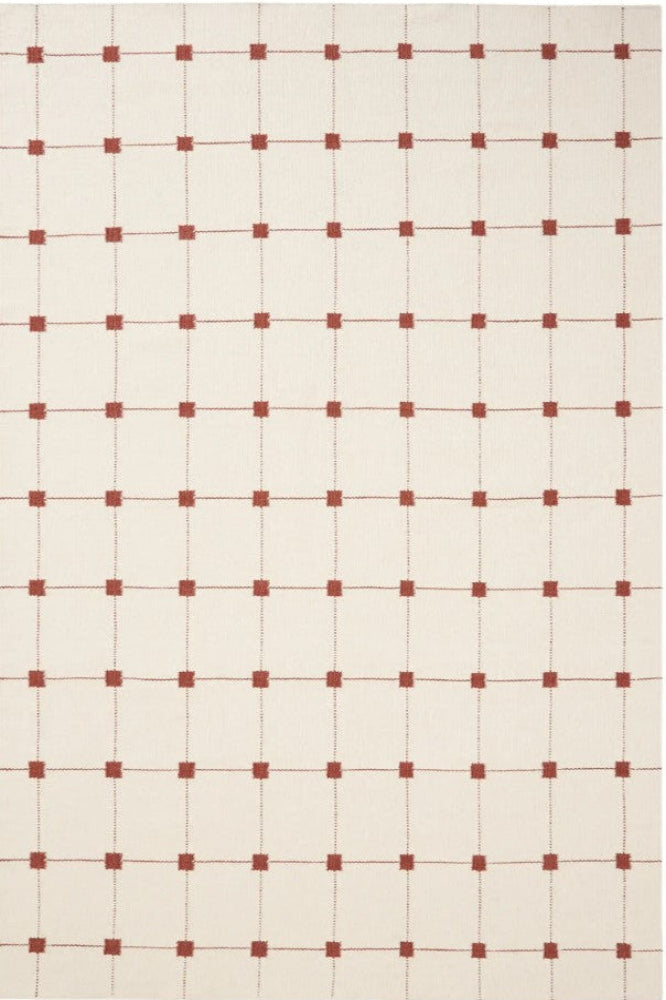 CLASSIC IVORY RUST HAND WOVEN WOOL DHURRIE