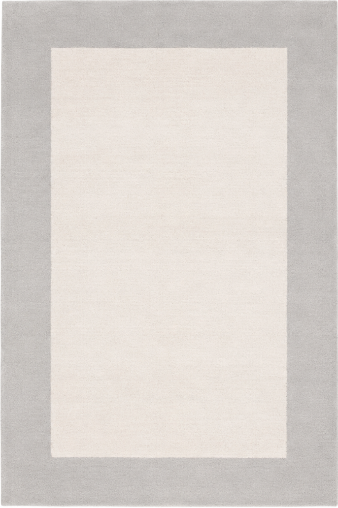 IVORY & GREY BORDERED HAND TUFTED RUG