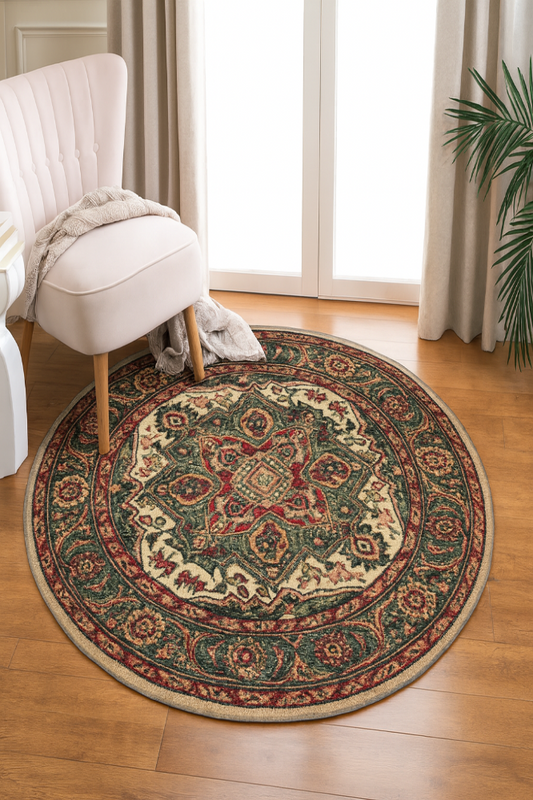 GREY AND PINK BESPOKE ROUND HAND TUFTED RUG