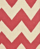 IVORY AND RED CHEVRON HAND WOVEN DHURRIE