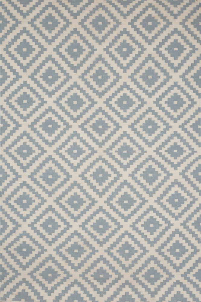 BLUE IVORY PIXEL HAND WOVEN KILIM DHURRIE