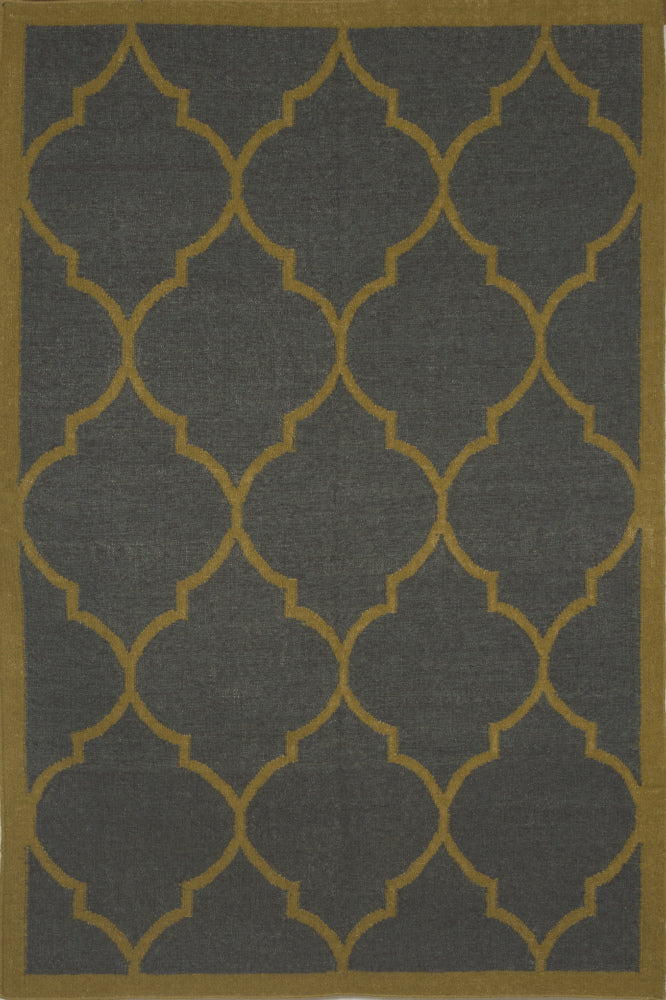 GREEN CHARCOAL MOROCCAN HAND WOVEN DHURRIE