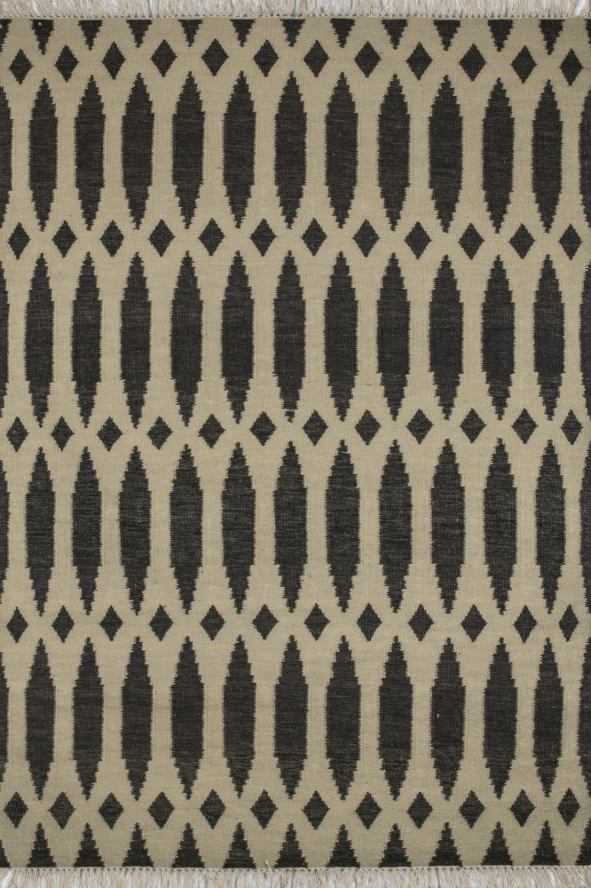 CHARCOAL TRELLIS HAND WOVEN DHURRIE
