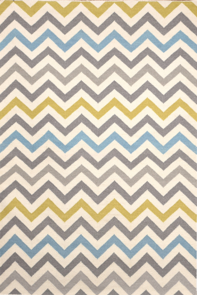 MULTICOLOR CHEVRON HAND WOVEN DHURRIE