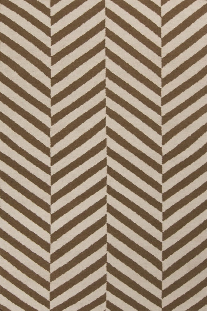 BROWN AND IVORY CHEVRON HAND WOVEN DHURRIE