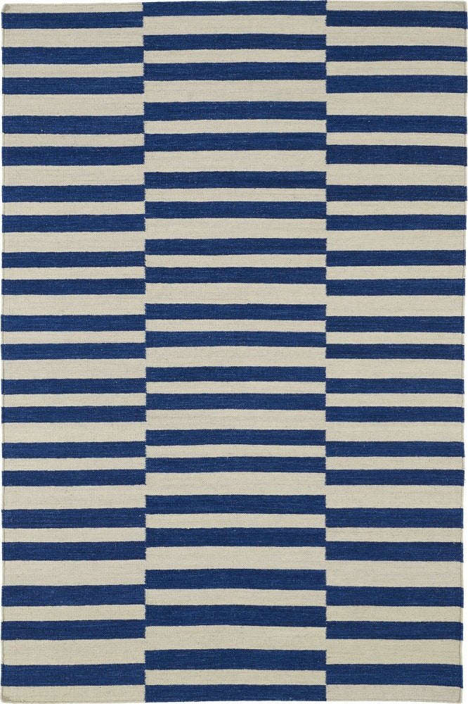 BLUE WHITE STRIPES HAND WOVEN DHURRIE