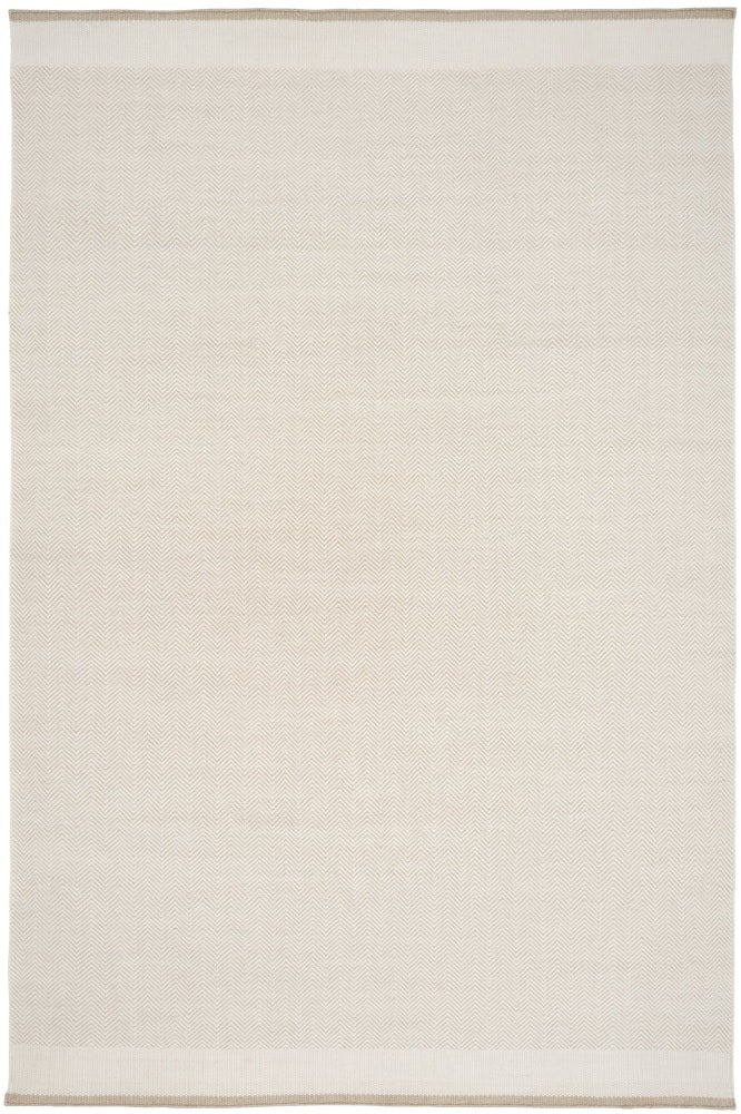 BEIGE IVORY CHEVRON HAND WOVEN DHURRIE