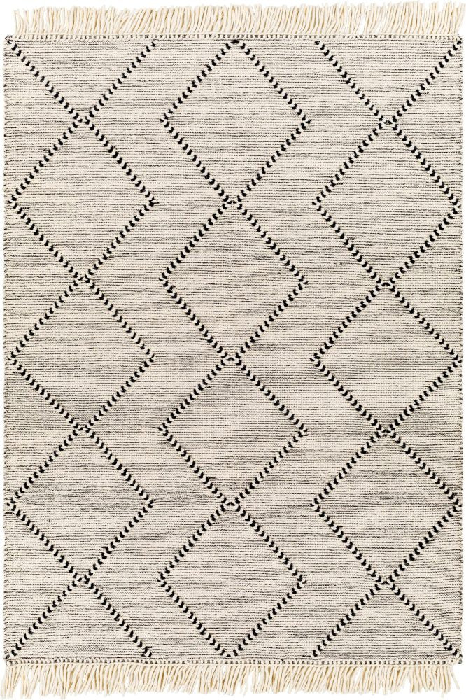 BLACK AND IVORY KILIM HAND WOVEN DHURRIE