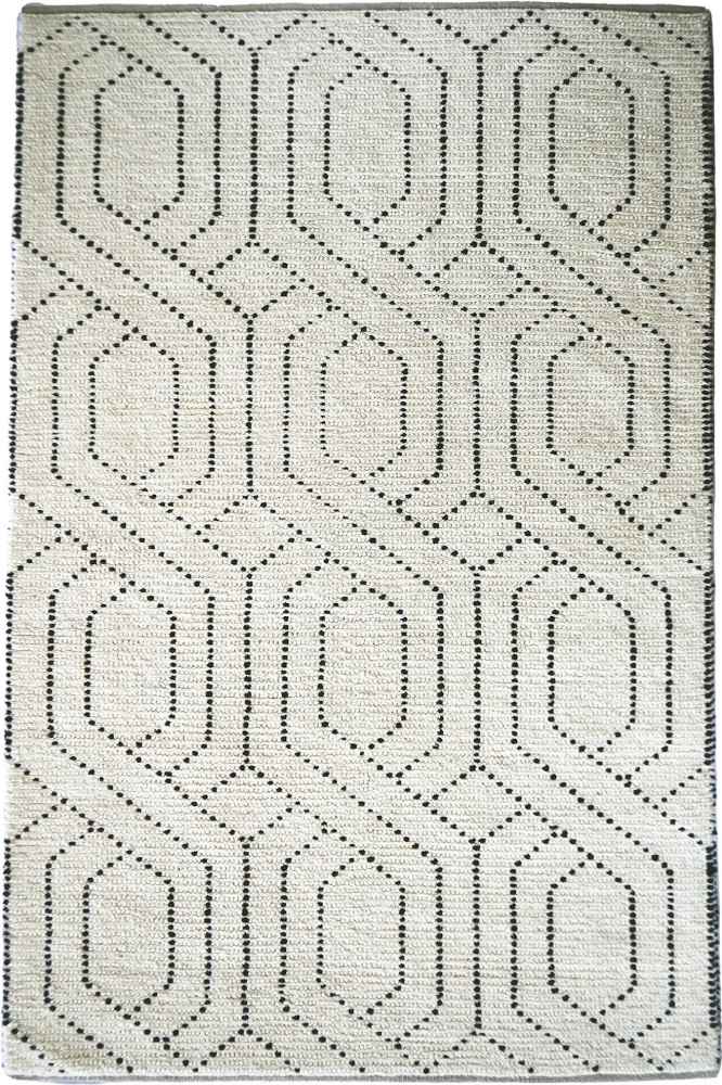 BLACK AND WHITE GEOMETRIC HAND WOVEN DHURRIE