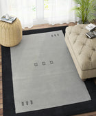 GREY AND BLACK SOLID HAND KNOTTED CARPET