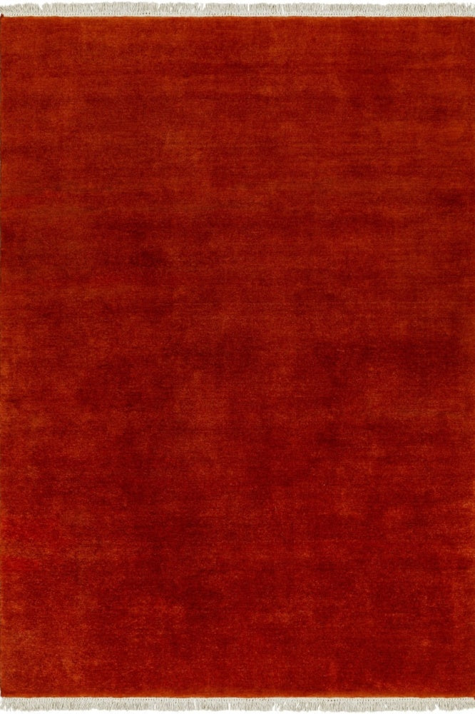 RED SOLID HAND KNOTTED CARPET
