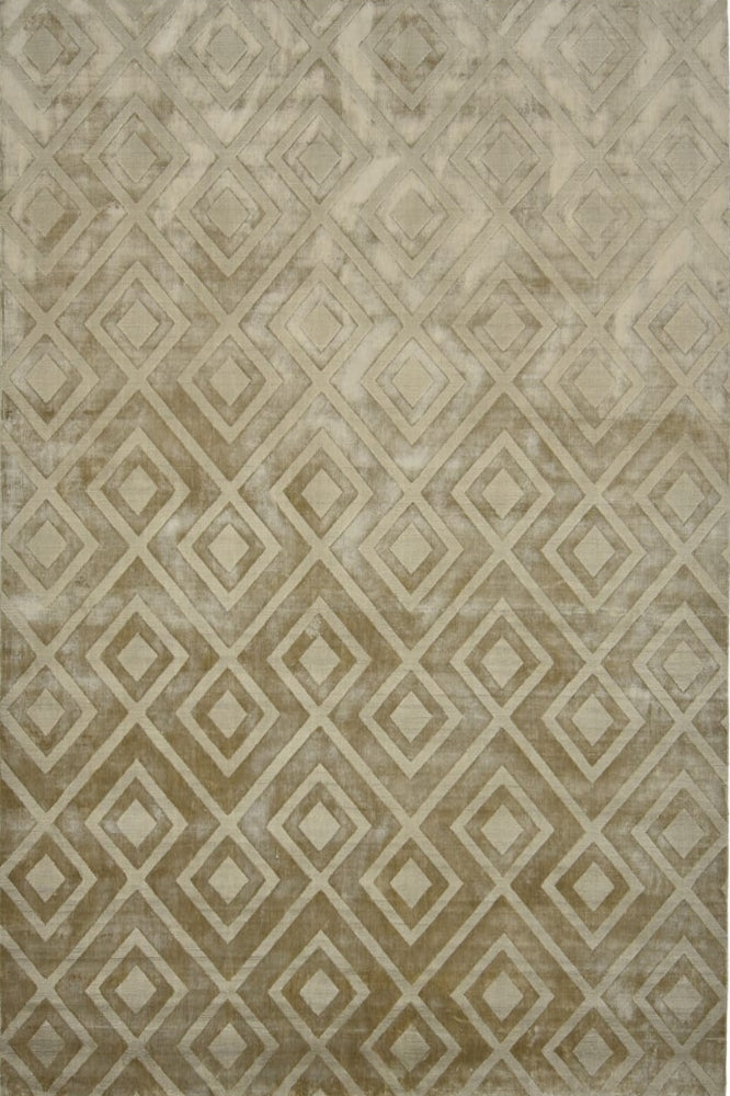 BEIGE GEOMETRIC HAND KNOTTED CARPET