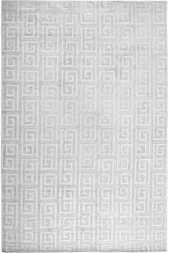 GREY GEOMETRIC HAND KNOTTED CARPET