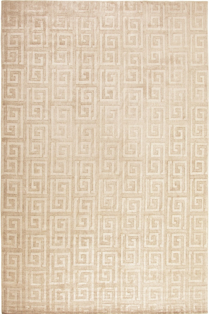BEIGE GEOMETRIC HAND KNOTTED CARPET
