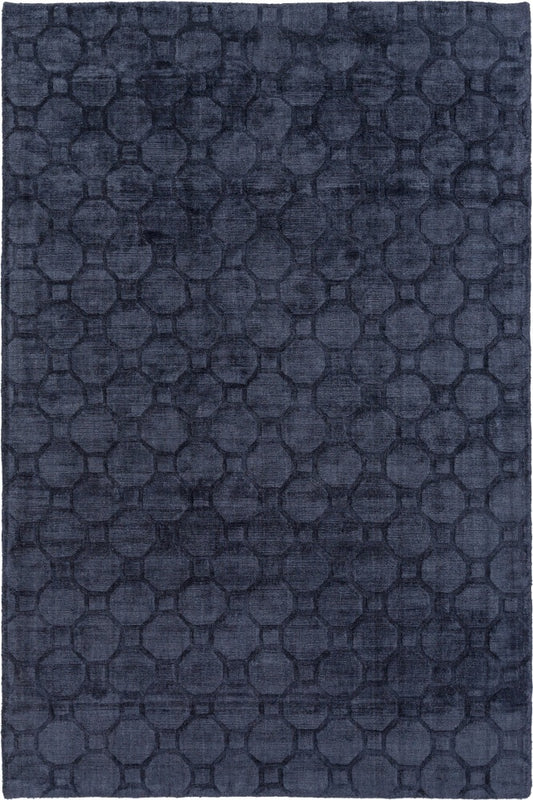 BLUE GEOMETRIC HAND KNOTTED CARPET by Imperial Knots - Image 1