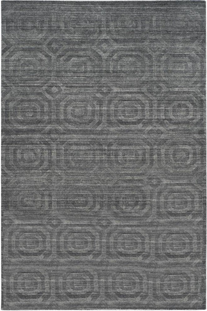 GREY GEOMETRIC HAND KNOTTED CARPET