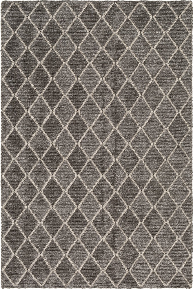 CHARCOAL GREY GEOMETRIC HAND KNOTTED CARPET
