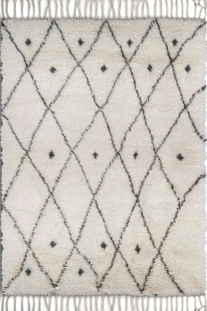 IVORY MOROCCAN BERBER HAND KNOTTED CARPET