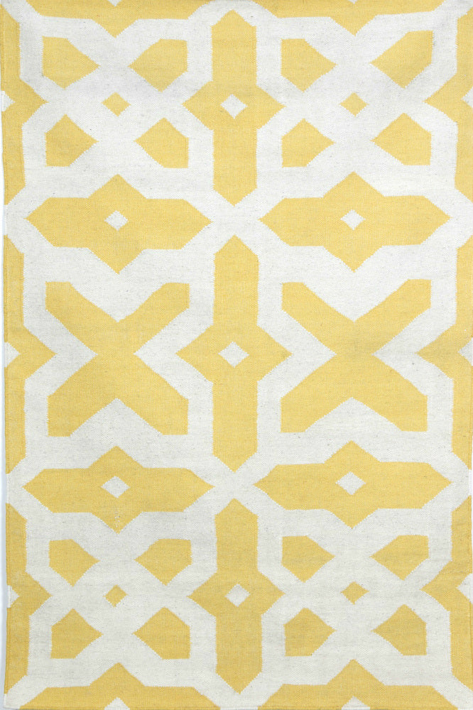 YELLOW TRELLIS HAND WOVEN DHURRIE