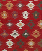 MULTICOLOR RED AZTEC HAND WOVEN KILIM DHURRIE