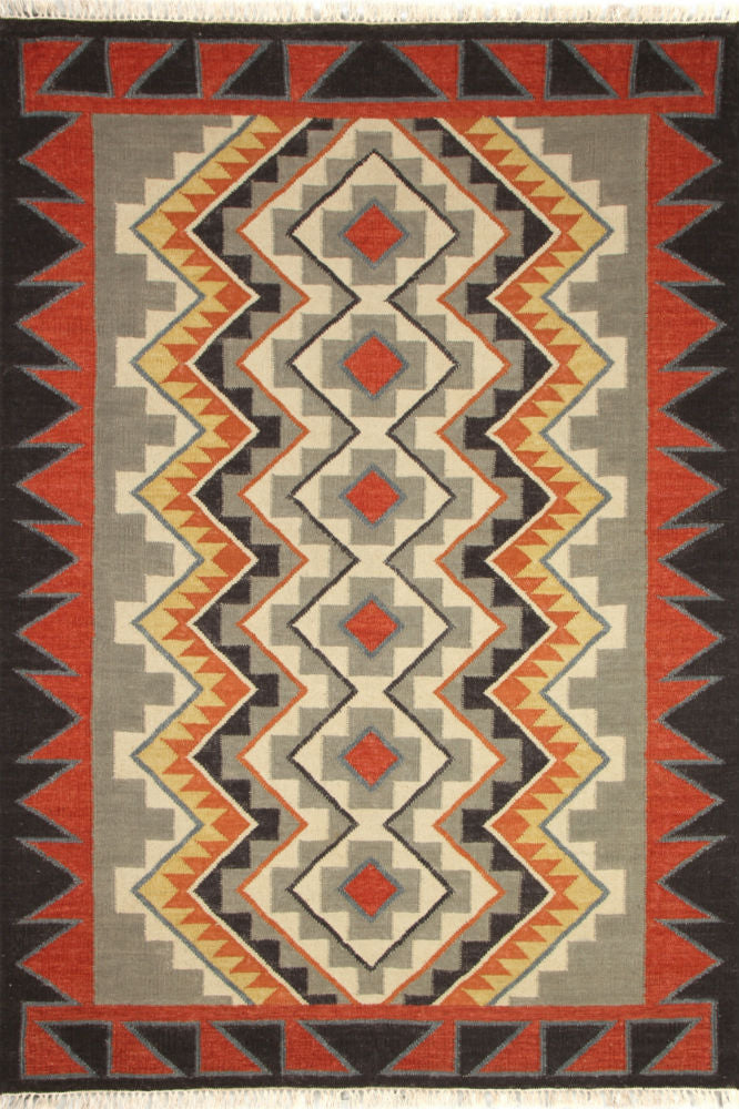 MULTICOLOR RED KILIM HAND WOVEN DHURRIE
