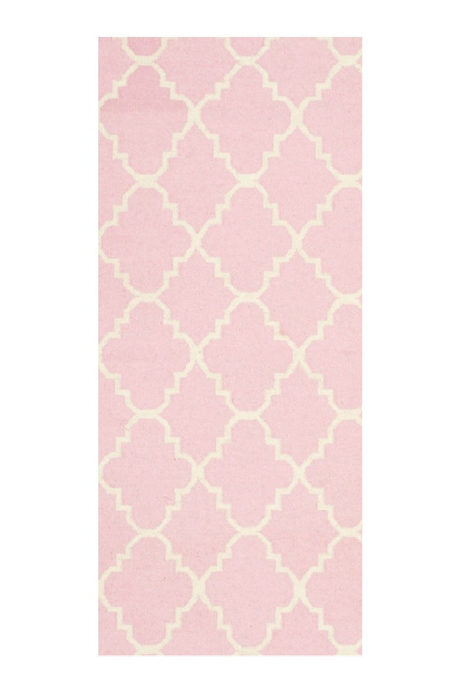 PINK AND IVORY MOROCCAN HAND WOVEN DHURRIE