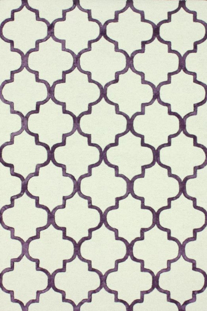 PURPLE AND IVORY MOROCCAN HAND TUFTED CARPET
