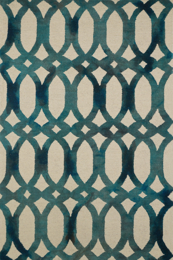 IVORY BLUE DIP DYED LOOPS HAND TUFTED CARPET