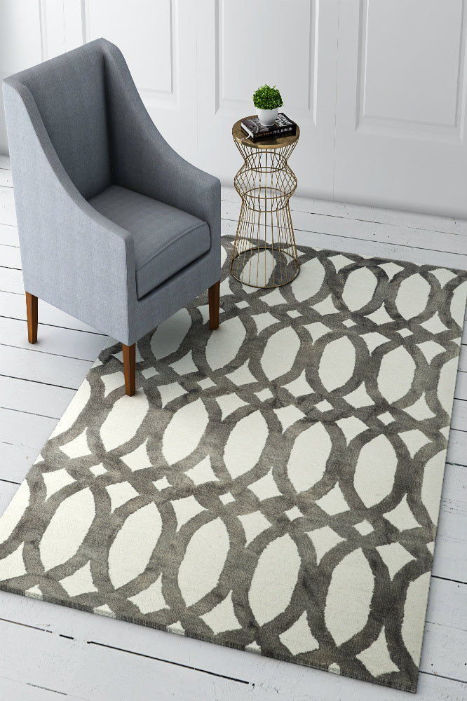 IVORY GREY DIP DYED LOOPS HAND TUFTED CARPET