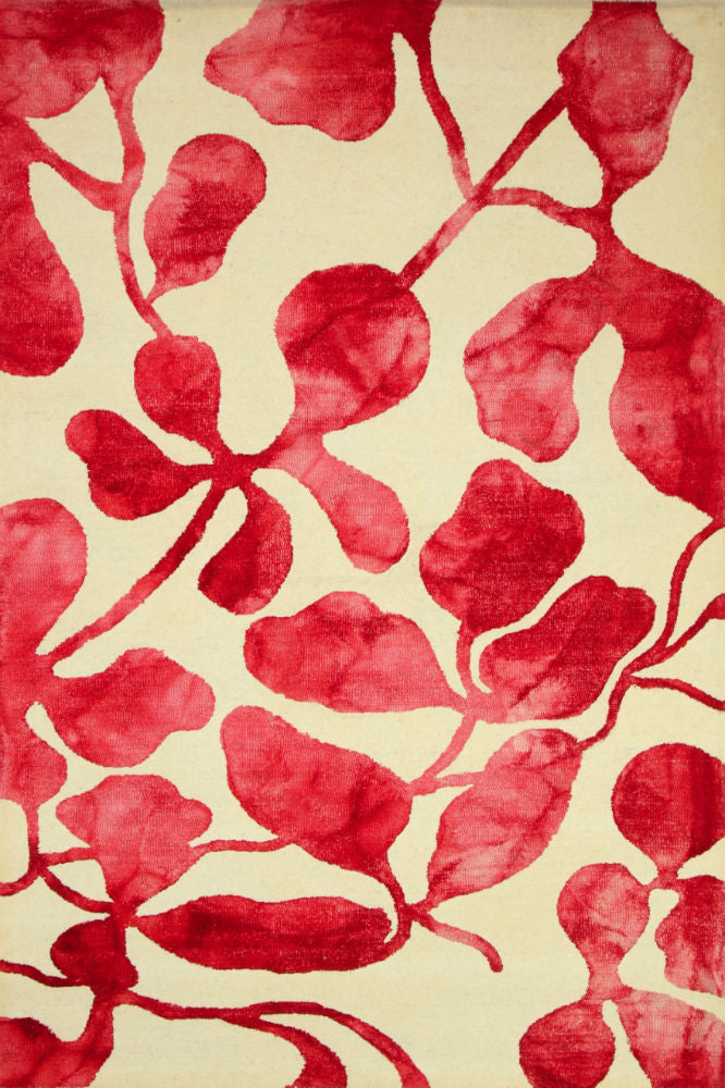 RED IVORY DIP DYED FLORAL HAND TUFTED CARPET