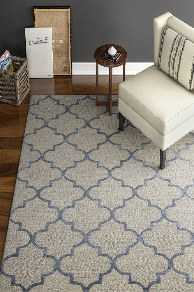 BLUE MOROCCAN HAND TUFTED CARPET - Imperial Knots