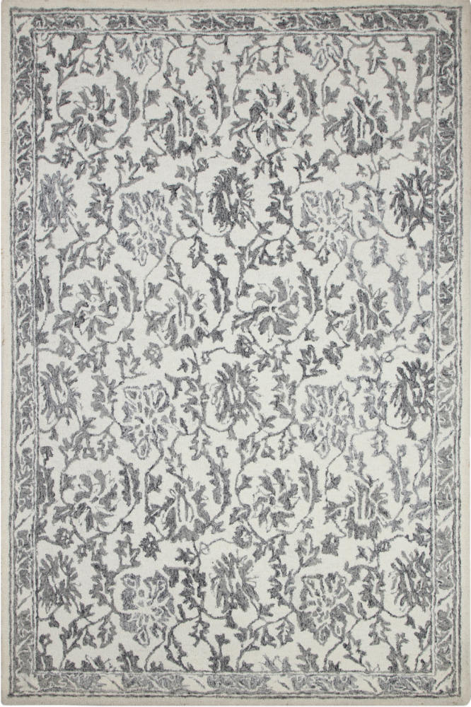 GREY FLORAL HAND TUFTED CARPET