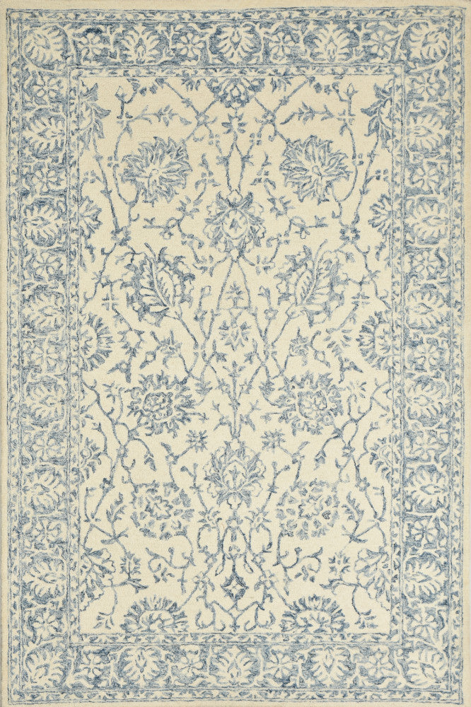 BLUE AND IVORY PERSIAN HAND TUFTED CARPET