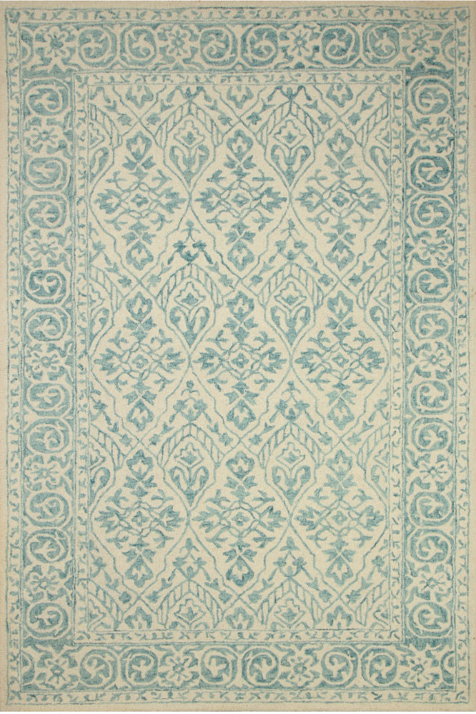 BLUE AND IVORY PERSIAN HAND TUFTED CARPET