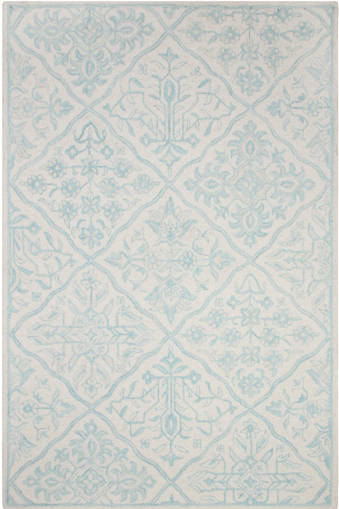 TEAL IVORY TRADITIONAL HAND TUFTED CARPET