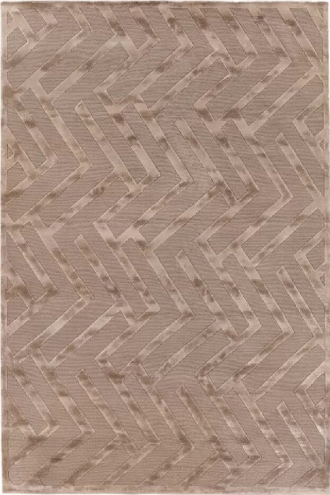 BEIGE GEOMETRIC HAND KNOTTED CARPET