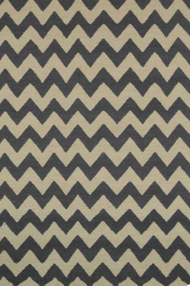 CHARCOAL CHEVRON HAND WOVEN DHURRIE