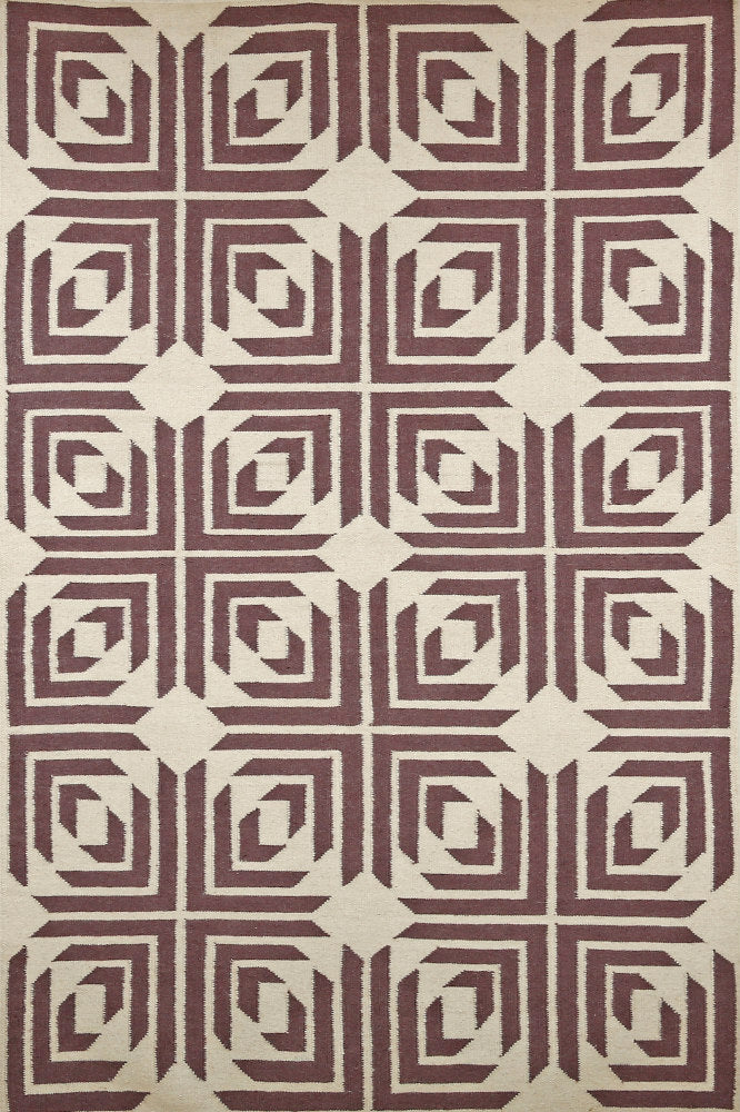 PURPLE GREEK KEY HAND WOVEN DHURRIE