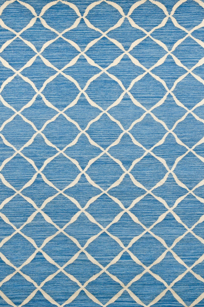 BLUE MOROCCAN HAND WOVEN DHURRIE