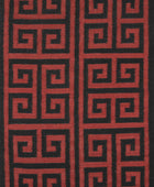RED AND BLACK GREEK KEY HAND WOVEN DHURRIE