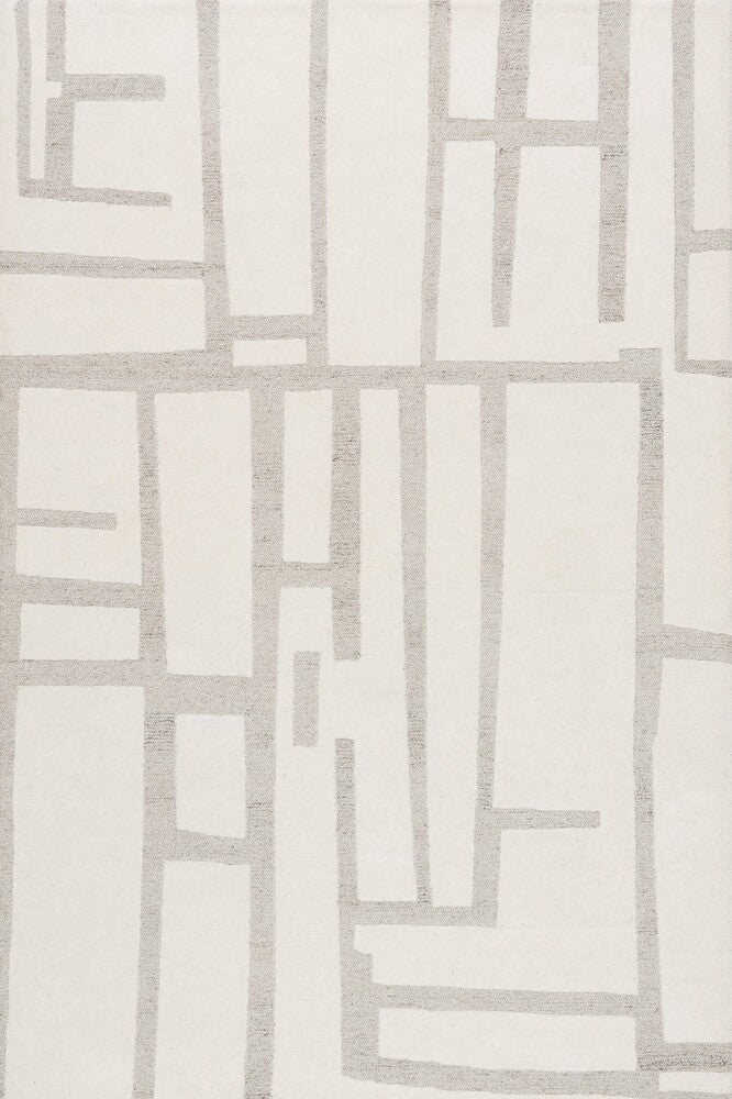 GREY IVORY MODERN HAND TUFTED RUG