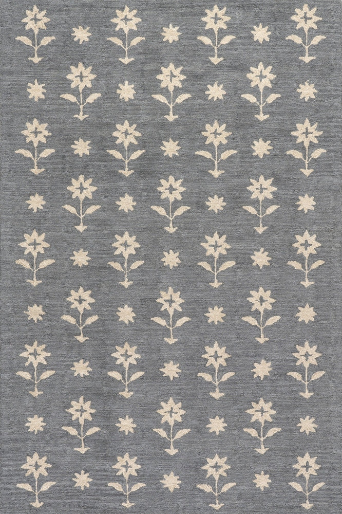 GREY IVORY BESPOKE FLORAL HAND TUFTED RUG