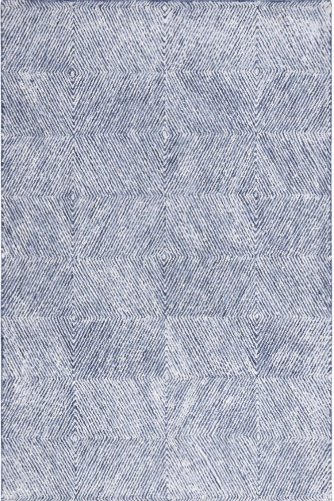 BLUE AND WHITE DIAMOND BESPOKE HAND TUFTED RUG