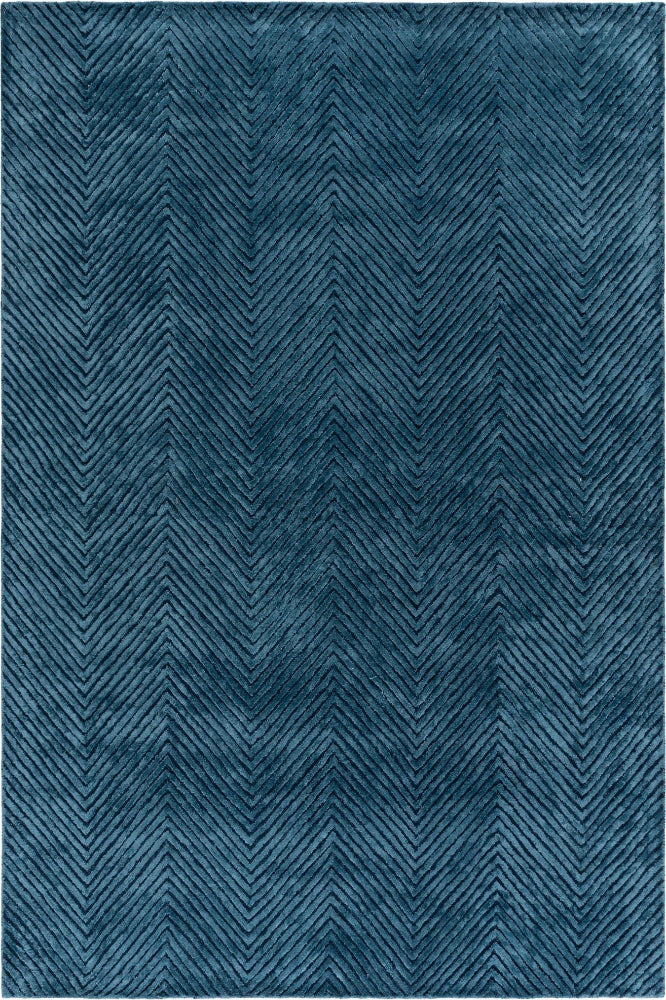 BLUE CHEVRON MODERN HAND TUFTED RUG