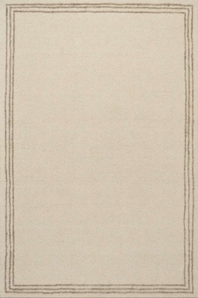 IVORY & TAUPE BORDER HAND TUFTED RUG