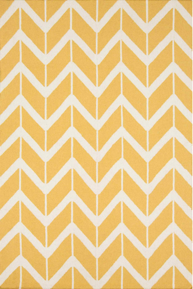 YELLOW ZIG ZAG HAND TUFTED CARPET