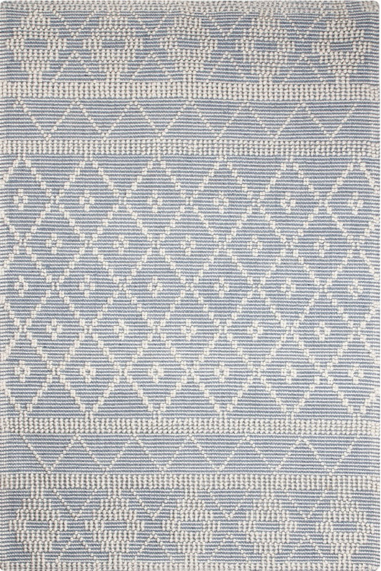 IVORY AND BLUE KILIM HAND WOVEN DHURRIE by Imperial Knots - Image 1