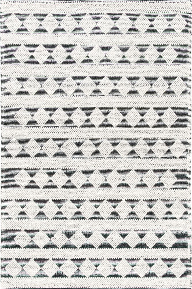 IVORY AND BLACK KILIM HAND WOVEN DHURRIE